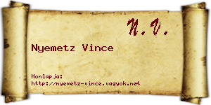 Nyemetz Vince névjegykártya